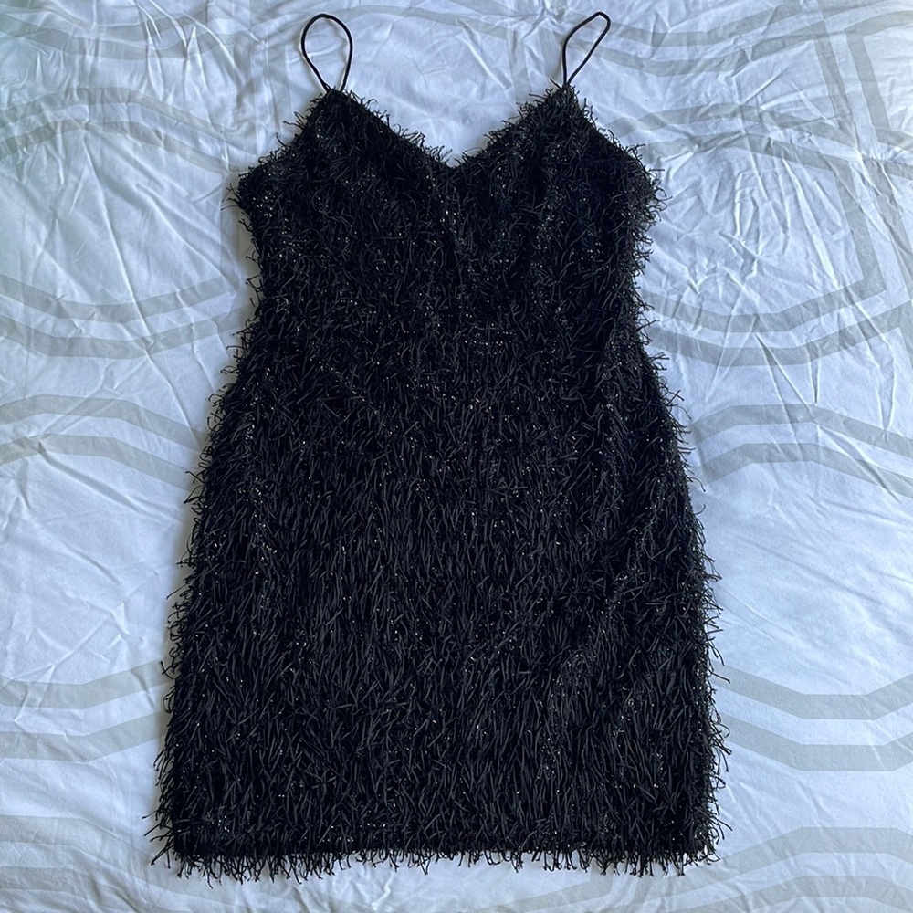 SHEIN Allover Fluffy Fringe Cami Dress